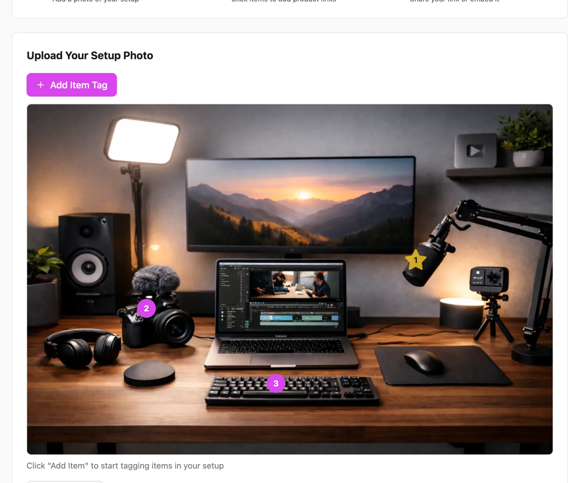 youtuber grear list interactive image example